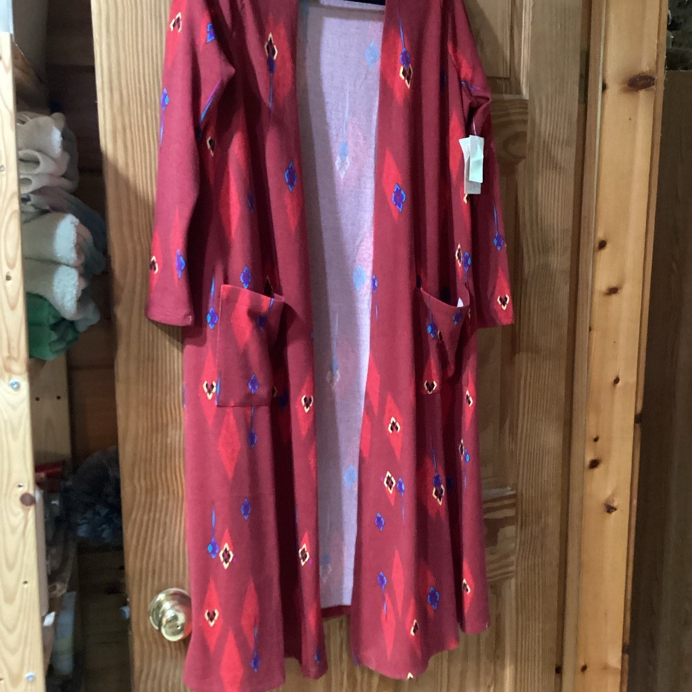 LuLaRoe Sarah duster cardigan with great Southwestern vibe!